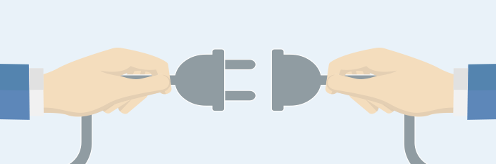 Vector image of two plugs connecting