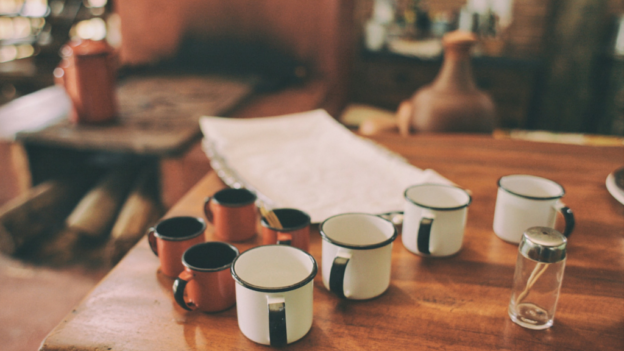 Mugs on a table