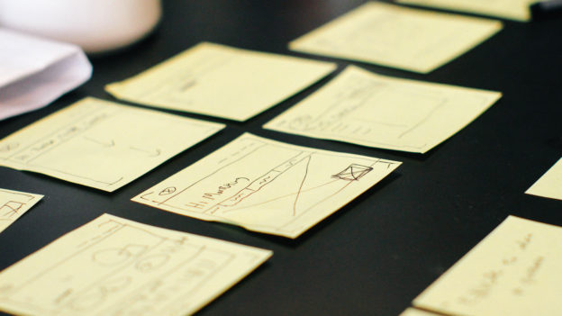Post-it-notes laid out