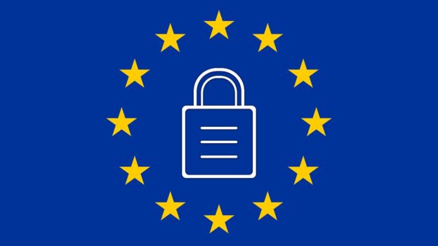 EU flag with a padlock in the middle