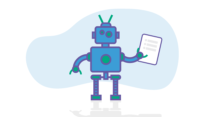 Illustration of a robot holding a list
