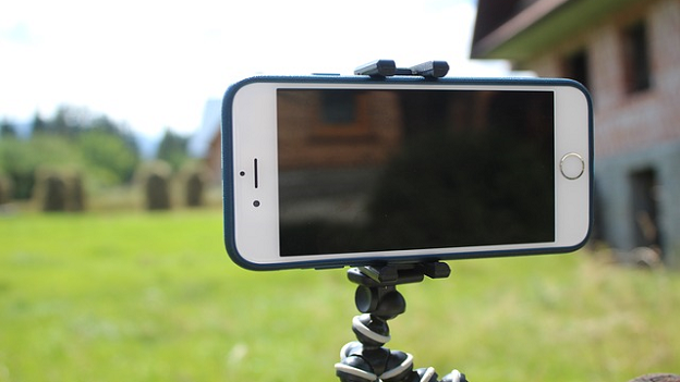 Smartphone in camera stand
