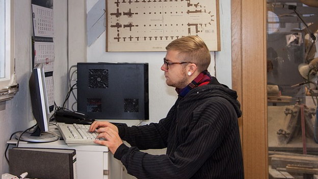 Young man working at a computer