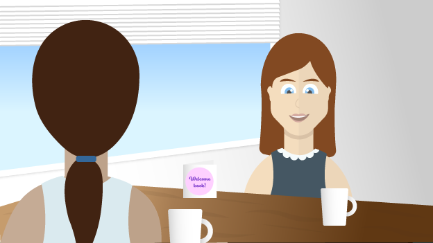Illustration of a woman having a back to work interview