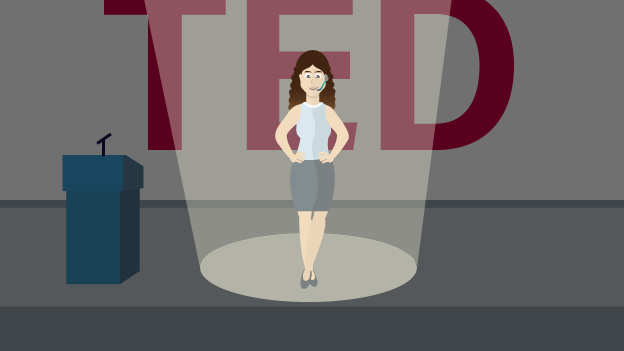 Illustration of a woman giving a TED talk
