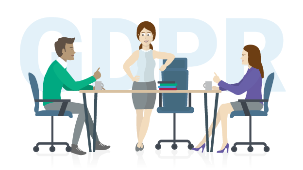 Illustration of a group of colleagues sitting round a table