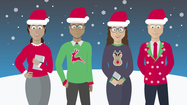 Staff celebrating christmas outfits