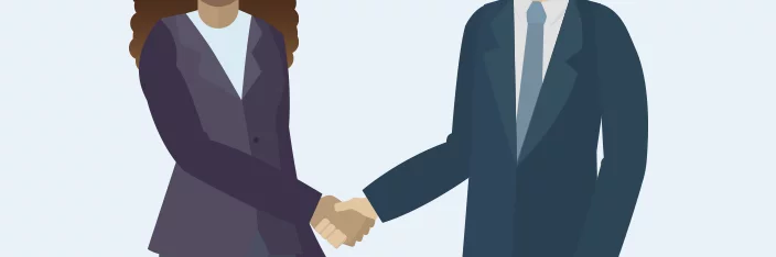 Vector image of two people shaking hands