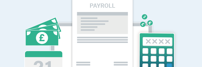 Vector image of pay slip, money and a calculator