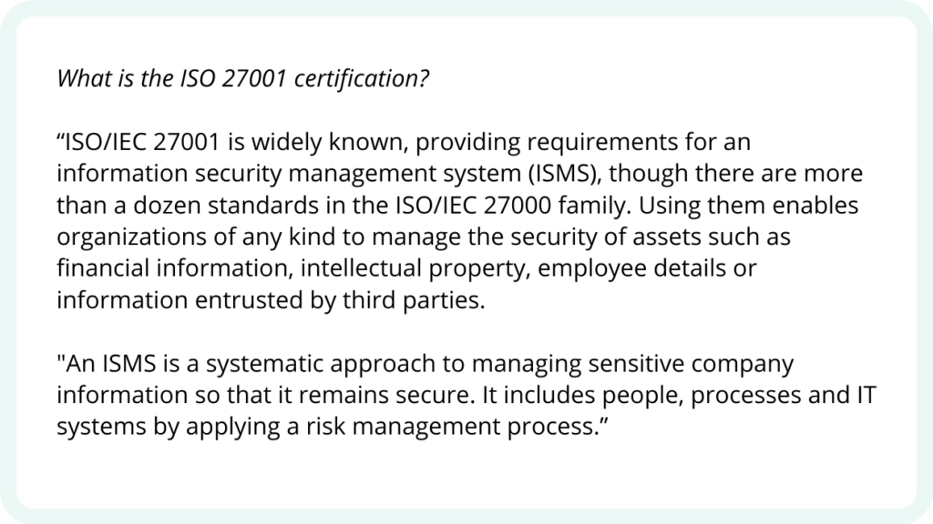 ISO 27001 certification quote