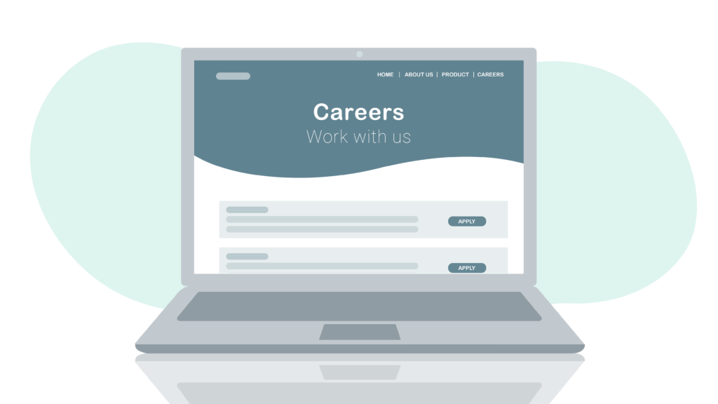 laptop with careers page on screen image