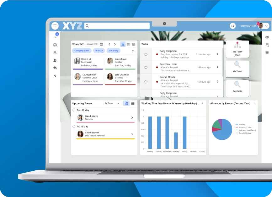 Absence management software in laptop