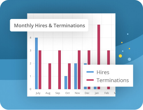 Expert insights, monthly hires & teminations graphs