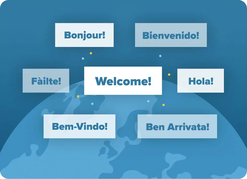 Global HR software, Welcome! translated into other languages
