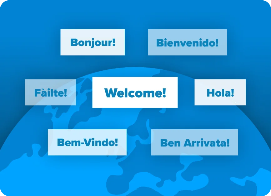 Global HR software, Welcome! translated into other languages