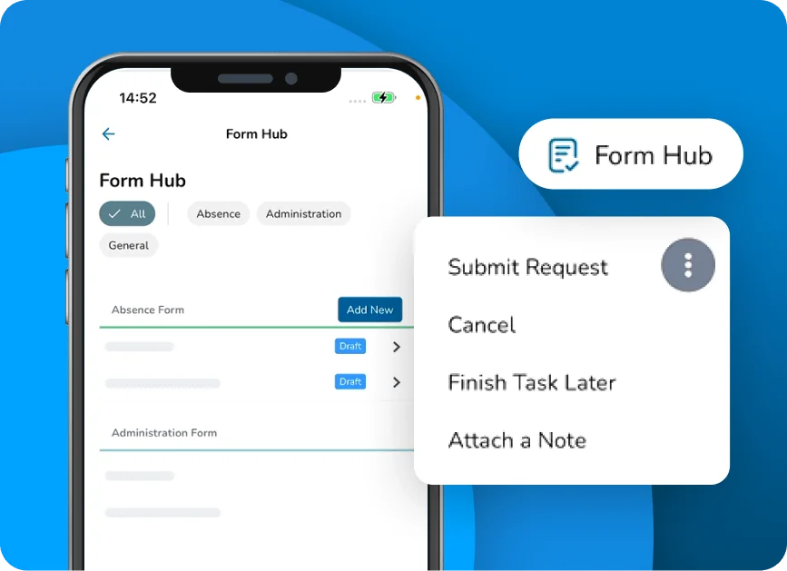 The Cezanne Mobile App includes an intuitive form hub which banishes the need for outdated paper processes.